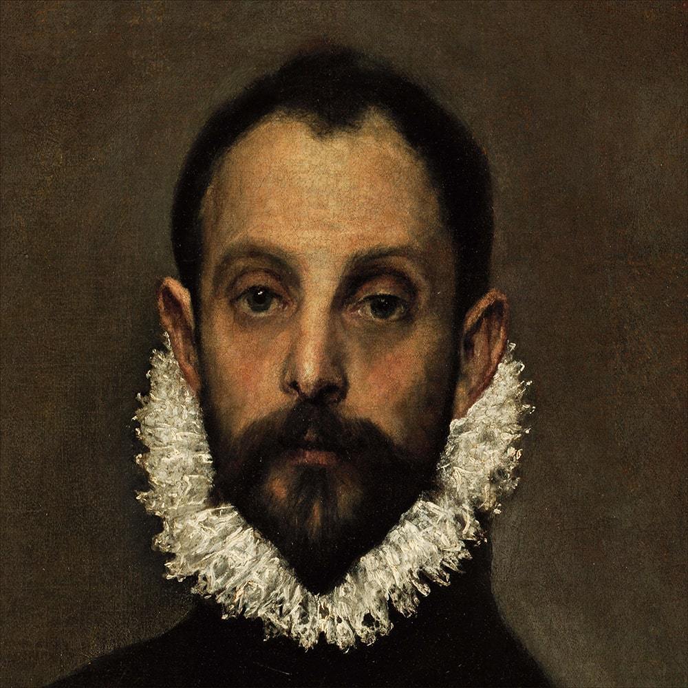 「胸に手を置く騎士」エル・グレコ F25号 大型油彩 アンティーク額縁 胸に手を置く騎士」エル・グレコ F25号 大型油彩 アンティーク額縁