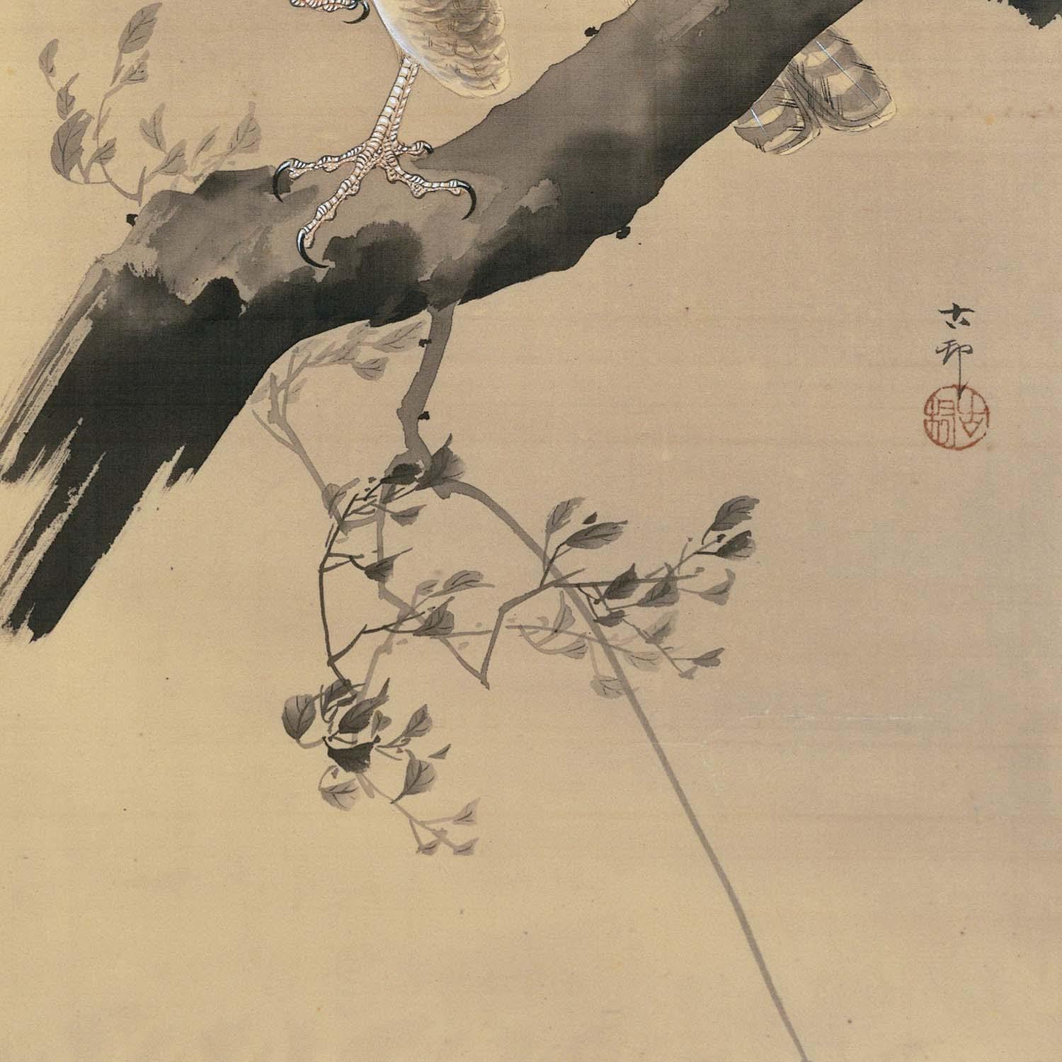 版画 絵画 名画 日本画 桜花に鷹 (おうかにたか） 葛飾北斎 インテリア